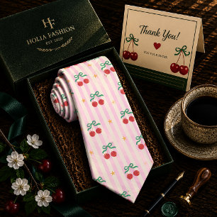 Sött rött körsbärsmönster slips