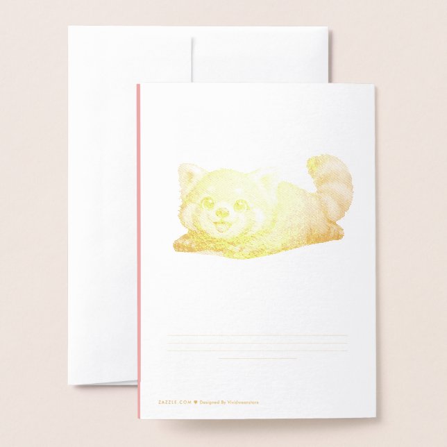 Sött Rött Panda Avslappnat Kawaii Djurdesign Folierat Kort (Baksida med kuvert)