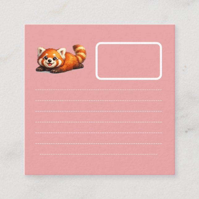 Sött Rött Panda Avslappnat Kawaii Djurdesign Fyrkantigt Visitkort (Framsida)