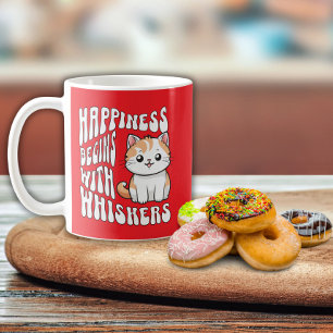 Sött rött roligt katt säger kaffemugg