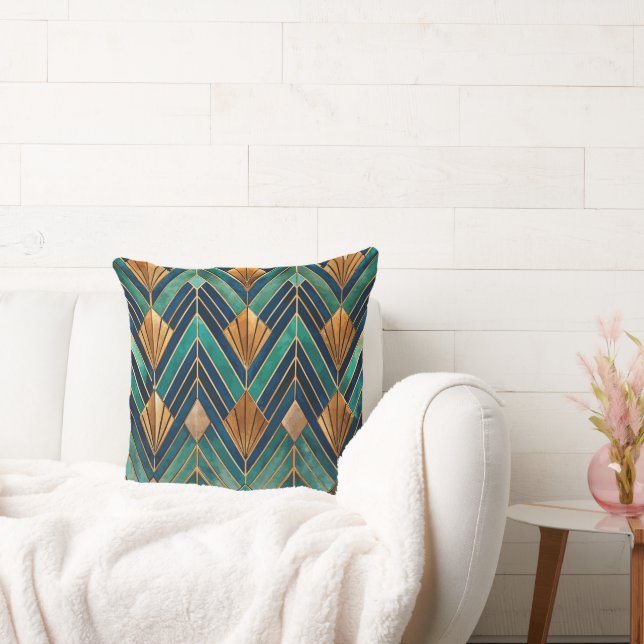 Sött rutigt Art Deco-mönster Kudde (Soffa)