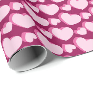 Sött rutigt mönster rosa hjärtan presentpapper