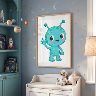 Sött rymdmonster av utomjordinge baby poster