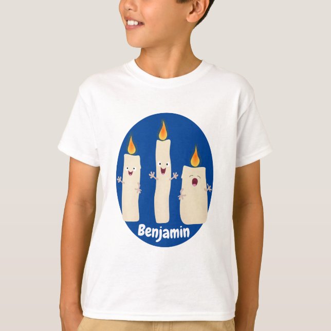 Sött sångljusstrio i tecknad stil t shirt (Framsida)