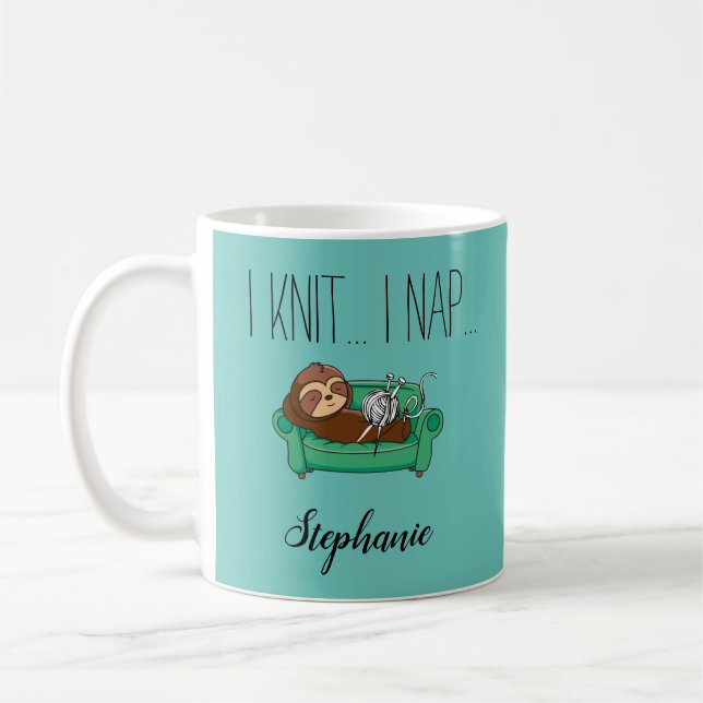 Sött sengångare stickar kaffemugg present (Vänster)