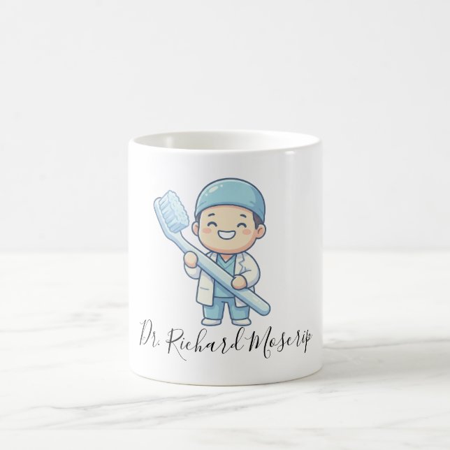 Sött serie-tandläkar-muggdesign – Jätte-tandborste Kaffemugg (Center)