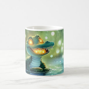Sött seriefigurer ritning av en krokodil eller all kaffemugg