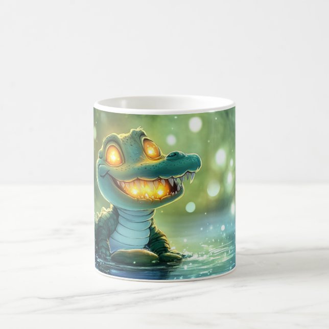 Sött seriefigurer ritning av en krokodil eller all kaffemugg (Center)