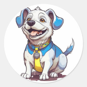 Sött seriehund runt klistermärke