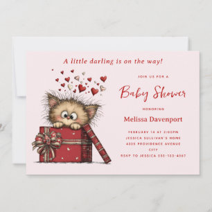 Sött seriekitten i en låda Baby Shower Inbjudningar