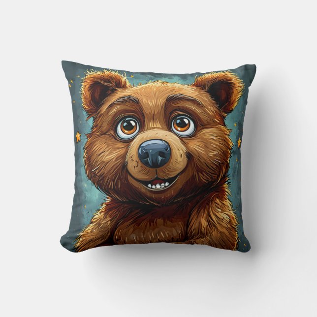 🐻 Sött serieteckna björn med mjuk mysig charm ✨ Kudde (Framsida)
