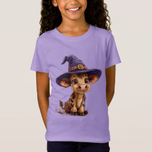 Sött serietecknat kalv i häxhatt t shirt