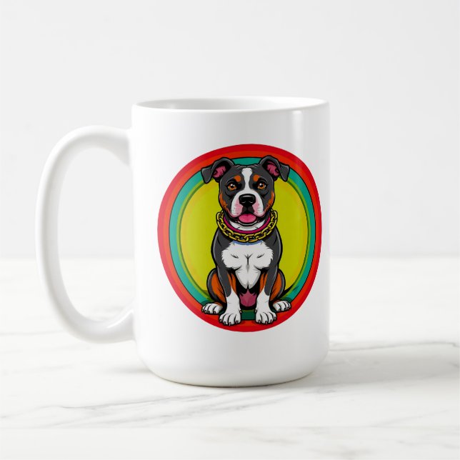 Sött serietecknet hund med halsband kaffemugg (Vänster)
