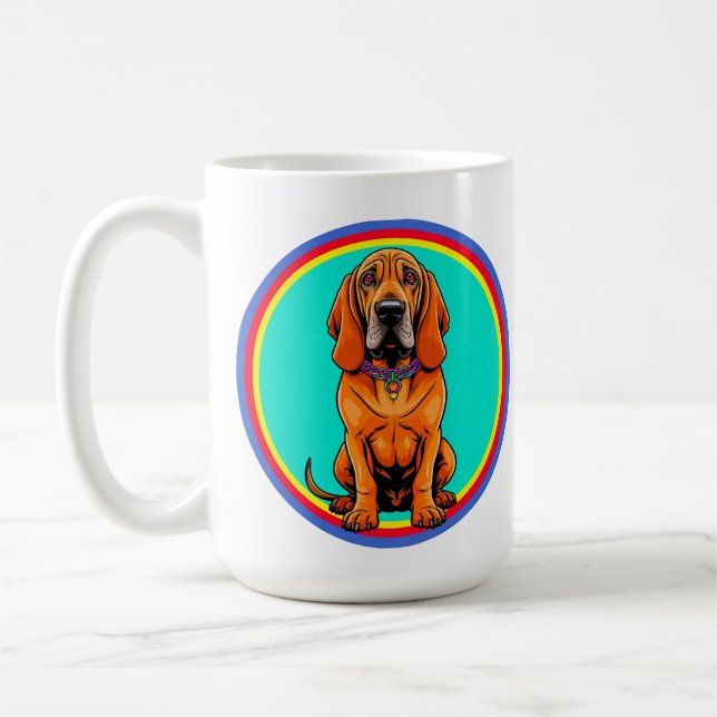 Sött serietecknet hund med halsband kaffemugg (Vänster)
