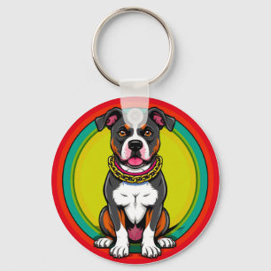 Sött serietecknet hund med halsband nyckelring