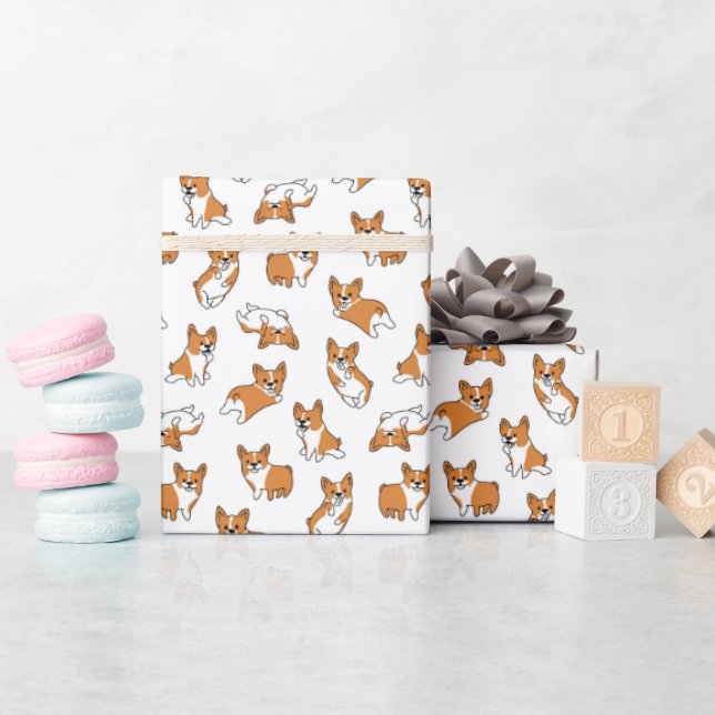 sött serietecknet husdjur hund corgi mönster presentpapper (Baby Shower)
