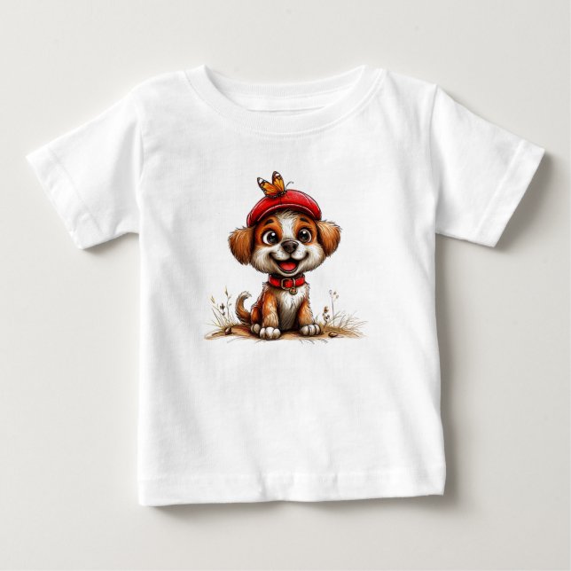 Sött serieteckning hund t shirt (Framsida)