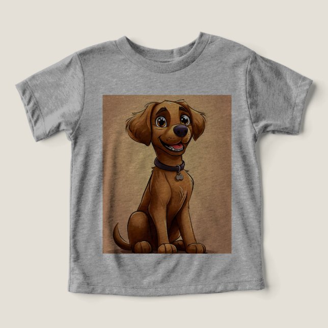 Sött serieteckning hund t shirt (Design Framsida)