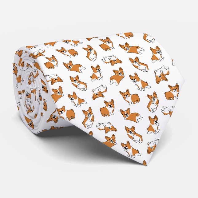 sött serieteckning husdjur hund corgis mönster slips (Rullad)