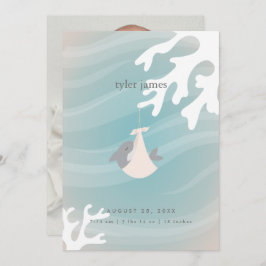 Sött Shark Baby-platta aviseringskort Meddelande