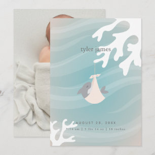 Sött Shark Baby-platta aviseringskort Meddelande