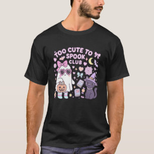 Sött Skräck Klubb Spöke Halloween Katt Design T Shirt