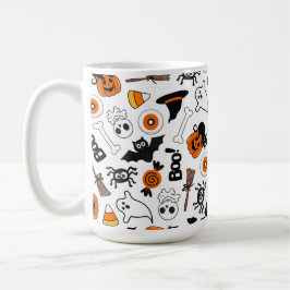 Sött Skräckinjagande Halloween Svart och Orange Kaffemugg