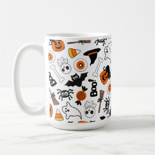Sött Skräckinjagande Halloween Svart och Orange Kaffemugg