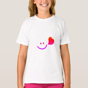 Sött Smileys Ansikte med Hjärta – Minimalistisk Gl T Shirt
