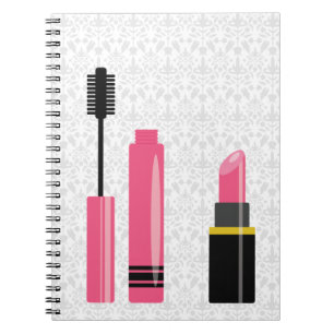 Sött Smink Rosa Läppstift Och Mascara Anteckningsbok