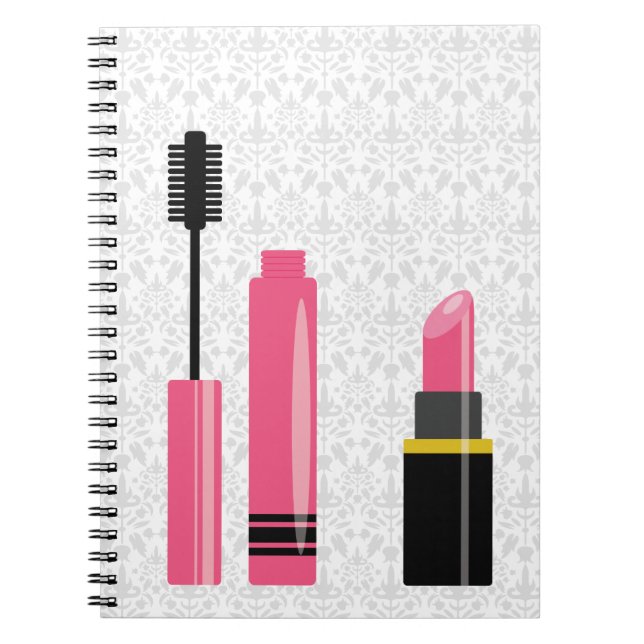 Sött Smink Rosa Läppstift Och Mascara Anteckningsbok (Framsidan)