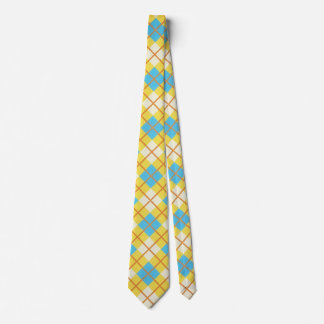Sött soligt gult och blått argyle-mönster slips