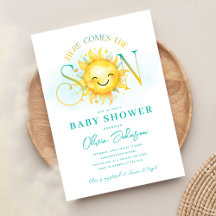 Sött solsken här kommer sonen baby shower