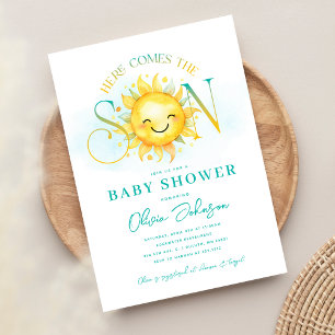 Sött solsken här kommer sonen baby shower inbjudningar