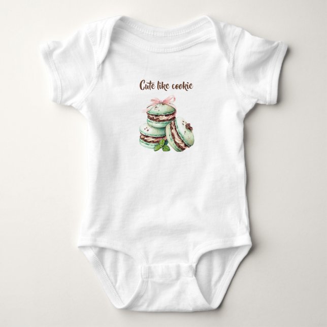 Sött som en kladd 'Söt som en kaka' Macaron-bodysu T Shirt (Framsida)
