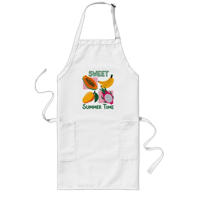 Sött Sommar Tid Tropisk Frukt Pop Art Design Långt Förkläde (Framsidan)