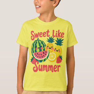 Sött sommarlov, semesterliv, rolig sommar gul t shirt