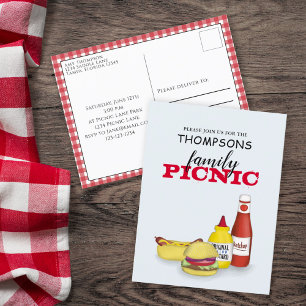 Sött sommarpicknick Trendig grillfest Whimsisk Vykort