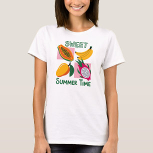 Sött Sommartid Tropisk Frukt Pop Art Design T Shirt