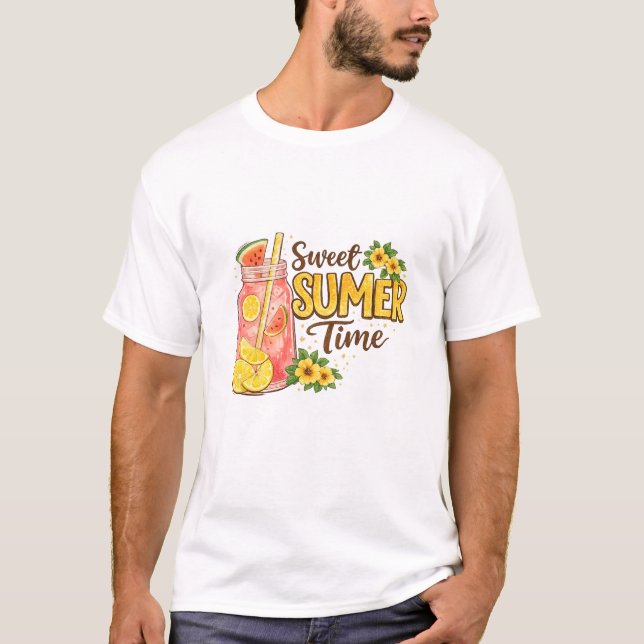 Sött sommartid Vattenfärg dryck T Shirt (Framsida)