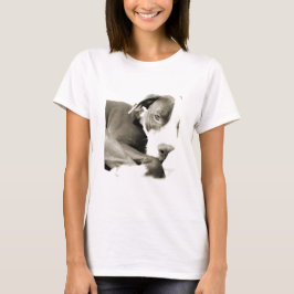 sött sömnigt lat hund av pit bull ras tee shirt