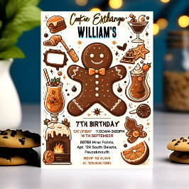 Sött sött mat Kids Cookie Exchange 7:e Birthday Inbjudningar