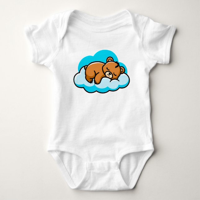 ☁️🐻 Sött sovande björn moln babypresent ✨ T Shirt (Framsida)