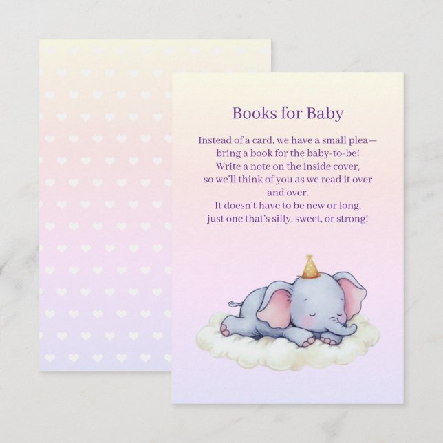 Sött sovande elefantbaby shower inneslutningskort tilläggskort (Fram/baksida)