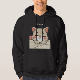 Sött sovande katt jag behöver en tupplur Kawaii ko Hoodie