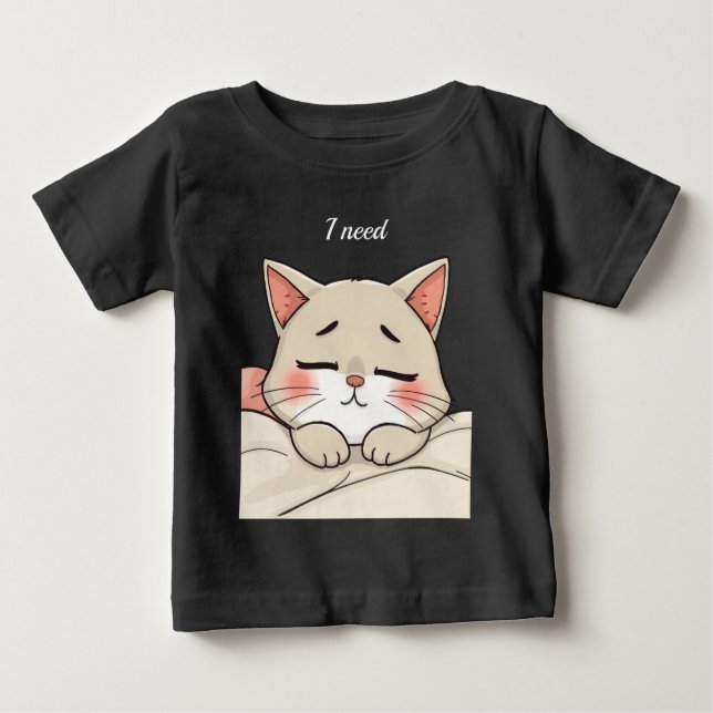 Sött sovande katt jag behöver en tupplur Kawaii ko T Shirt (Framsida)