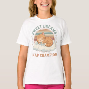 Sött Sovande Kattdesign T Shirt