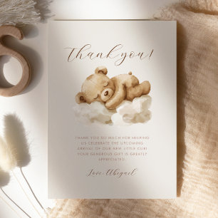 Sött sovande teddybjörn Baby Shower Tackkort Inbjudningar