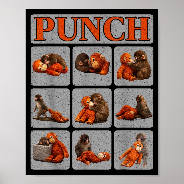 Sött spädbarn apa namngiven punch skjorta punch mo poster (Framsidan)
