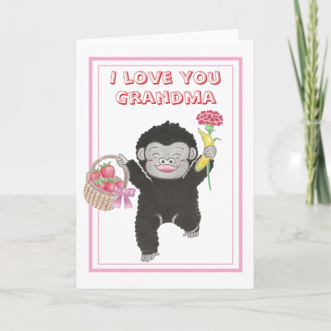 Sött spädbarn Gorilla Mormor Morsdagskort Kort (Framsida)